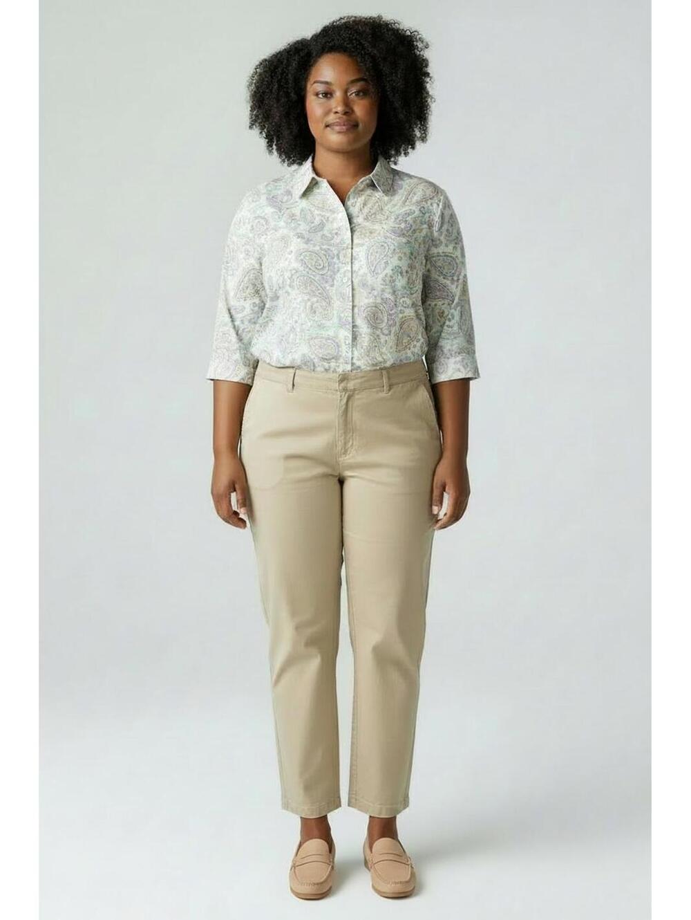 Lauren Ralph Lauren Women's Khaki 100% Cotton Cropped Pants, Size 14W